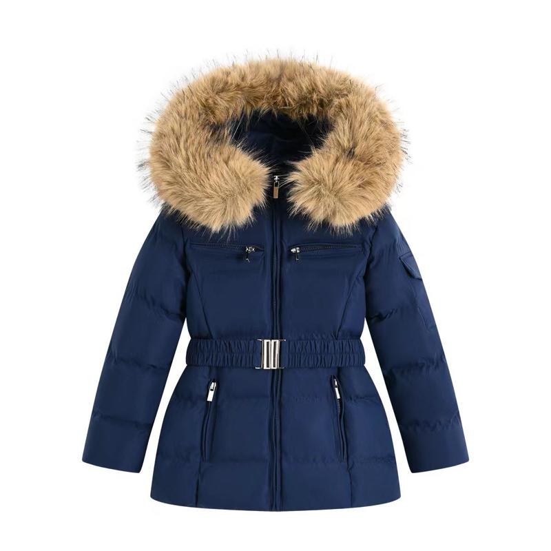 Ginger Ivy: Legacy large faux fur trim hooded coat for girls age 4-14 years