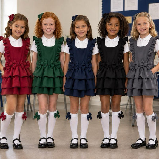 Ginger Ivy: DORCHESTER double bow layer ruffles DRESS 4-12 years