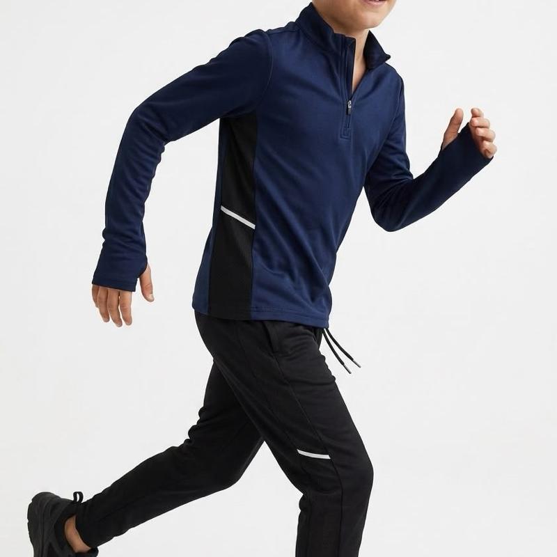 Ginger Ivy: RACER sportswear fashion quarter zip top and joggers with contrasting color panels