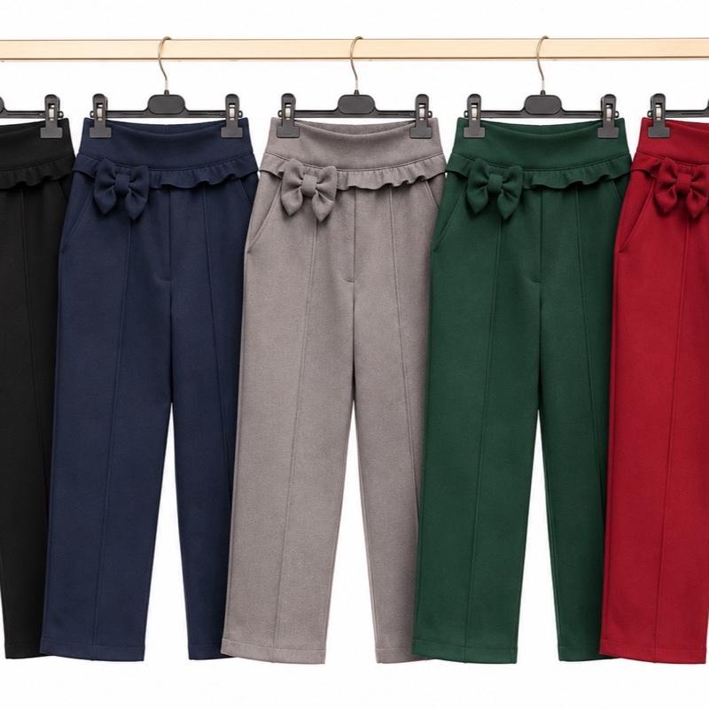 Ginger Ivy: CHESTER slim tapered style trousers with feature bow and ruffle trim
