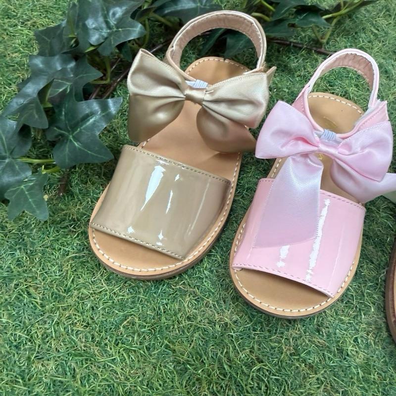 GingerIvy Martina satin bow summer sandals with Velcro strap true to size