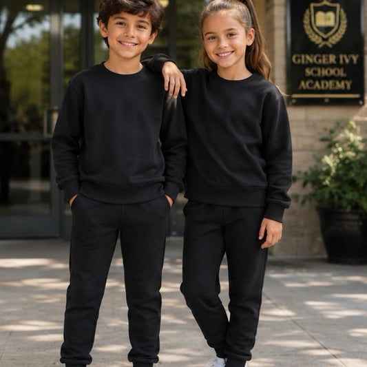 Ginger Ivy: ROUND neck basic two piece unisex tracksuit ideal for school sports