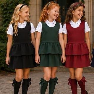 Ginger Ivy Leicester Layer Frilly Drop Hem School Dress for Girls - Perfect for School Uniforms