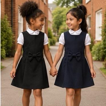 Ginger Ivy: BALMORAL Bow pinafore crossover back school dress 4-12 years