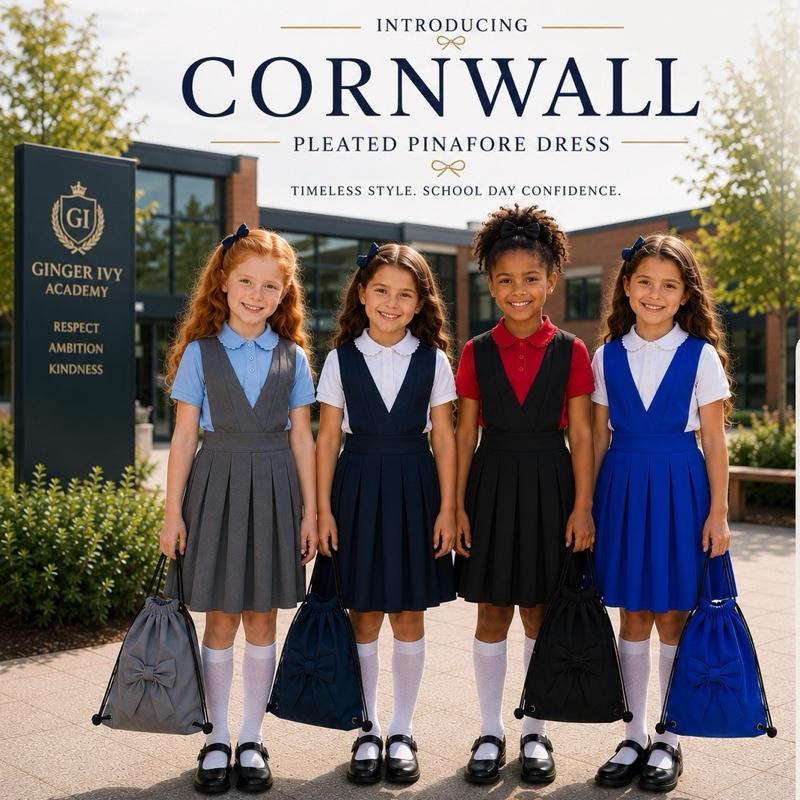 Ginger Ivy: CORNWALL crossover pinafore pleated skirt dress for school 4-14 years