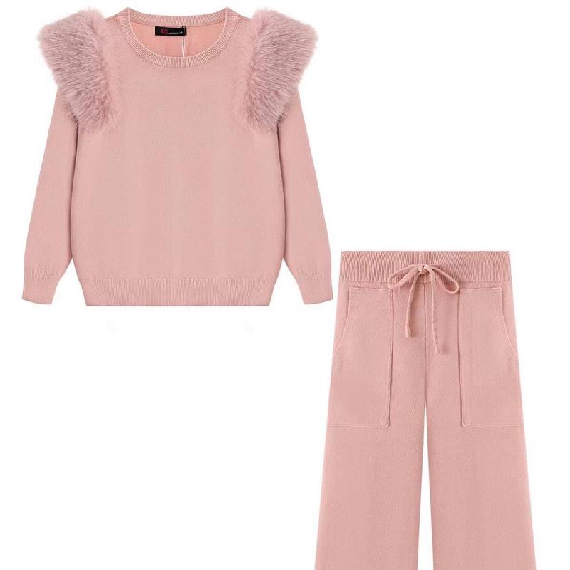 Ginger Ivy: ROXANNE knitted smart faux fur detachable shoulders with wide leg trousers 4-14 years
