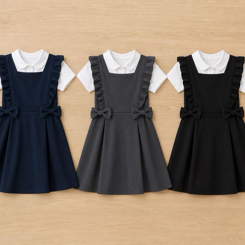 Ginger Ivy RUFFLE Pinafore Girls' School Uniforms with pretty bows