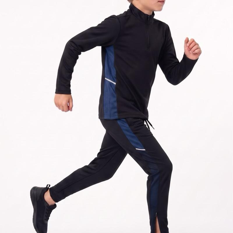 Ginger Ivy: RACER sportswear fashion quarter zip top and joggers with contrasting color panels