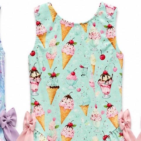 Ginger Ivy: ICECREAM sundae with cherries pattern swimsuit