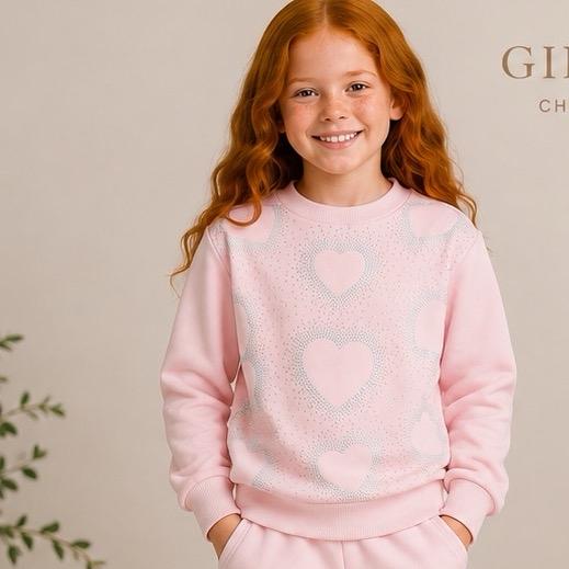 Ginger Ivy: Sparkle heart diamanté pattern cosy tracksuit