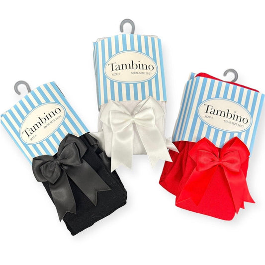 Ginger Ivy TIGHTS with a  double layer satin bow which sits on the calf of the leg soft and stretch true to size