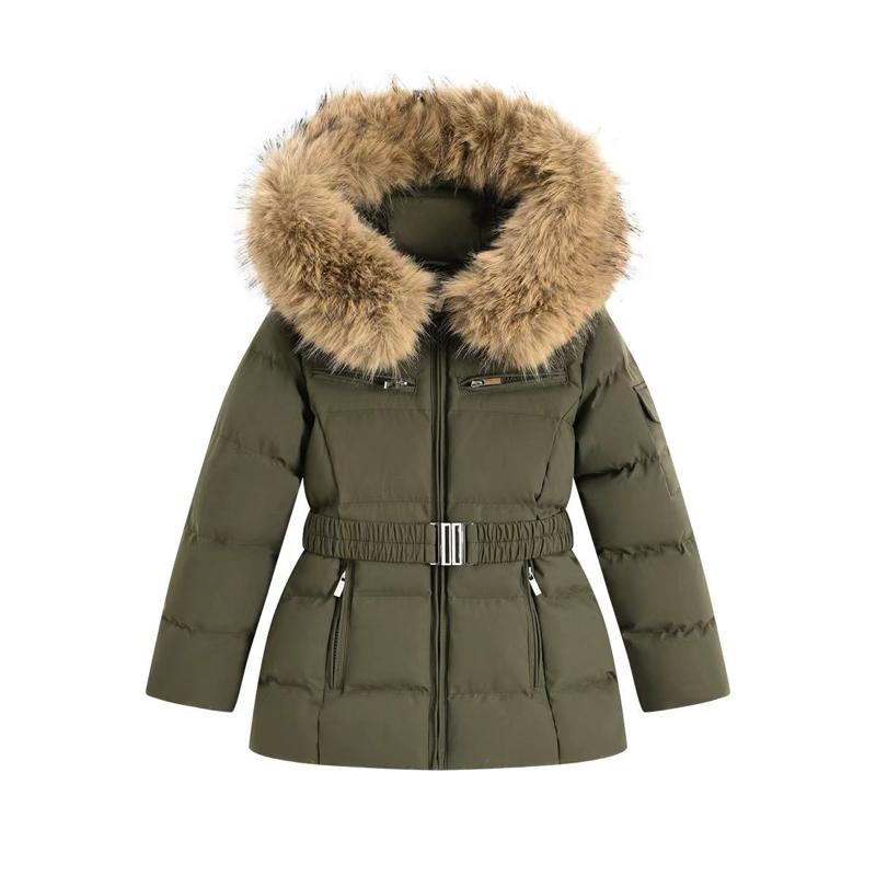 Ginger Ivy: Legacy large faux fur trim hooded coat for girls age 4-14 years