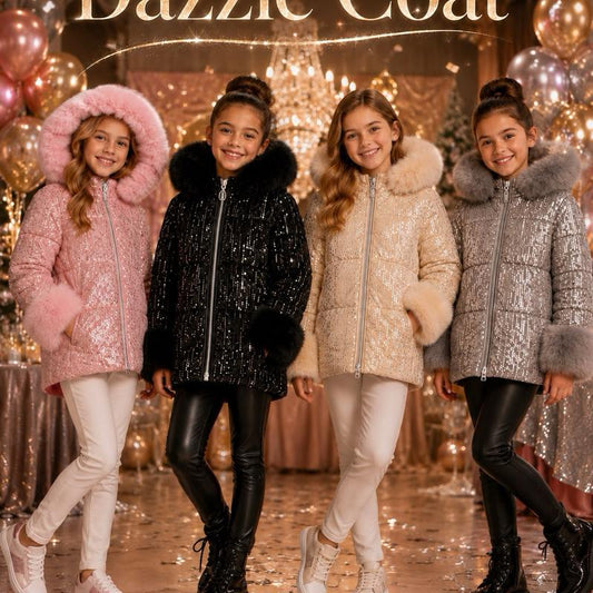Ginger Ivy: DAZZLE sequin velvet padded jacket with faux fur trim cuffs and hood