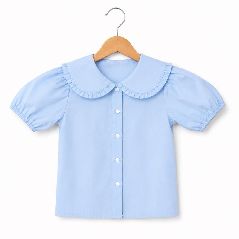 Ginger Ivy: KENSINGTON BLOUSE with Peter Pan pleated trim collar 4-12 years