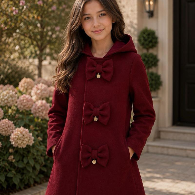 Ginger Ivy TRINITY Triple Bow Hooded Jacket for Kids 2-12 Years Lightweight Smart Layered Coat