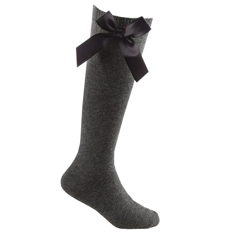 Ginger Ivy RIBBON Satin Bow Socks Ideal for School Wear in White Black Navy & Grey Colors Perfect for Uniforms