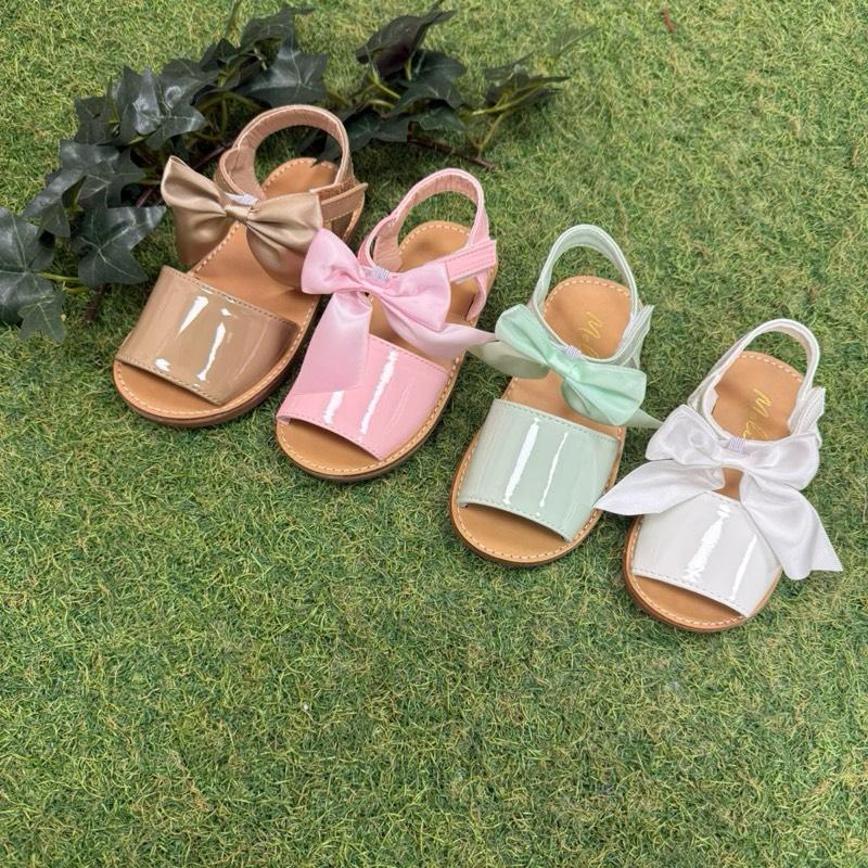 GingerIvy Martina satin bow summer sandals with Velcro strap true to size