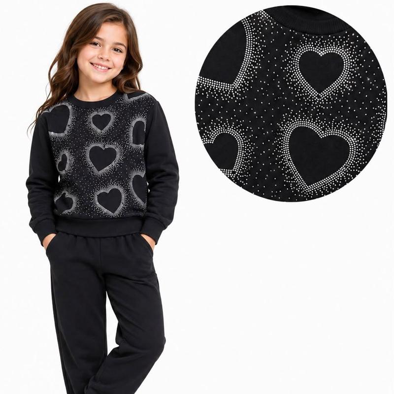 Ginger Ivy: Sparkle heart diamanté pattern cosy tracksuit