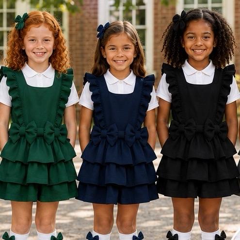 Ginger Ivy: DORCHESTER double bow layer ruffles DRESS 4-12 years