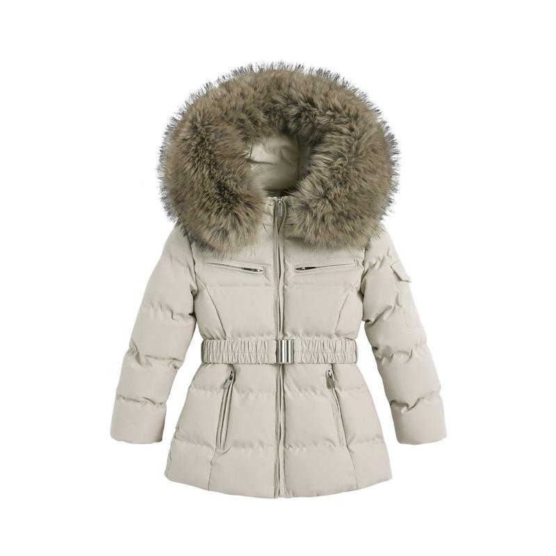 Ginger Ivy: Legacy large faux fur trim hooded coat for girls age 4-14 years