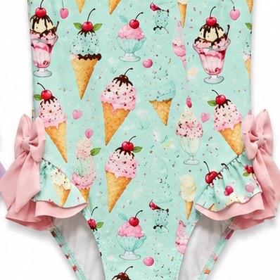 Ginger Ivy: ICECREAM sundae with cherries pattern swimsuit