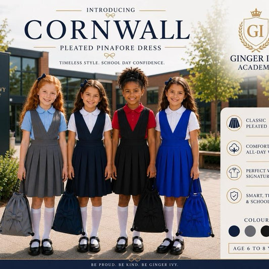 Ginger Ivy: CORNWALL crossover pinafore pleated skirt dress for school 4-14 years