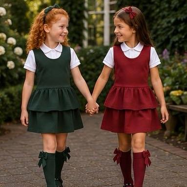 Ginger Ivy Leicester Layer Frilly Drop Hem School Dress for Girls - Perfect for School Uniforms