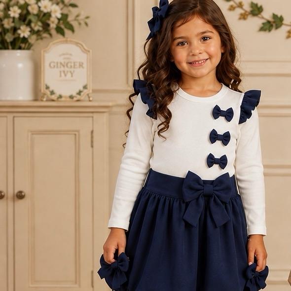 Ginger Ivy VERONA Puffball Skirt with Bows Feature Dress for Girls 2-12 years