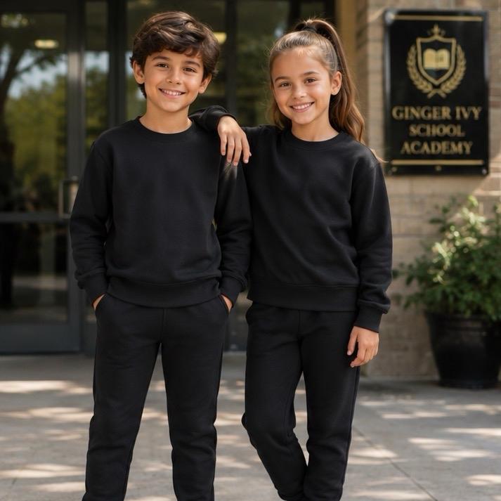 Ginger Ivy: ROUND neck basic two piece unisex tracksuit ideal for school sports