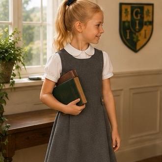 Ginger Ivy ASCOT Feature Side Button Classic Smart School Pinafore Dress for Girls
