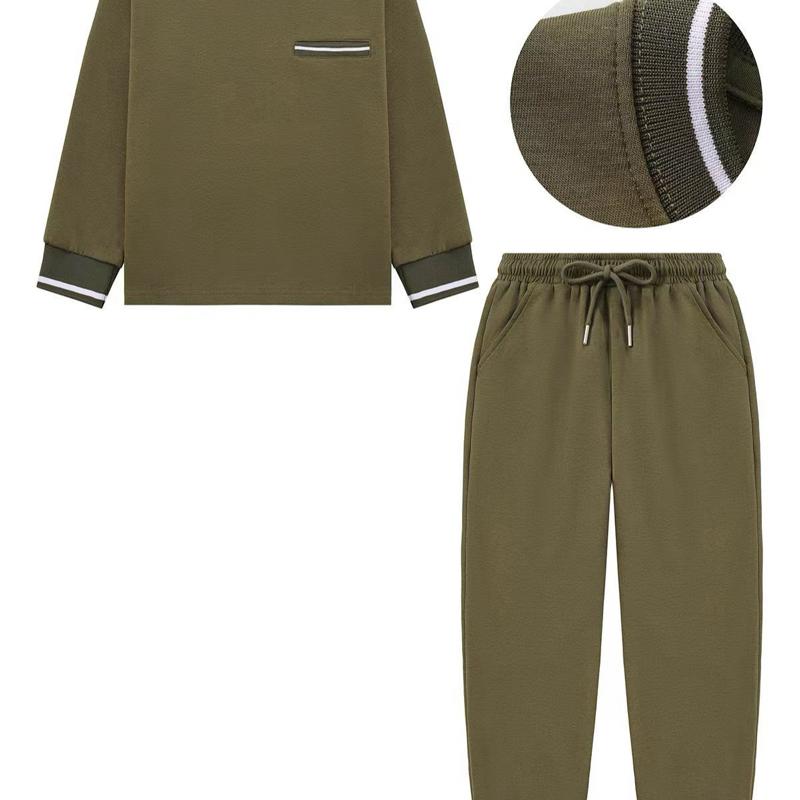 Ginger Ivy OWEN Round Neck Contrasting Feature White Highlight Top & Smart Joggers for Kids