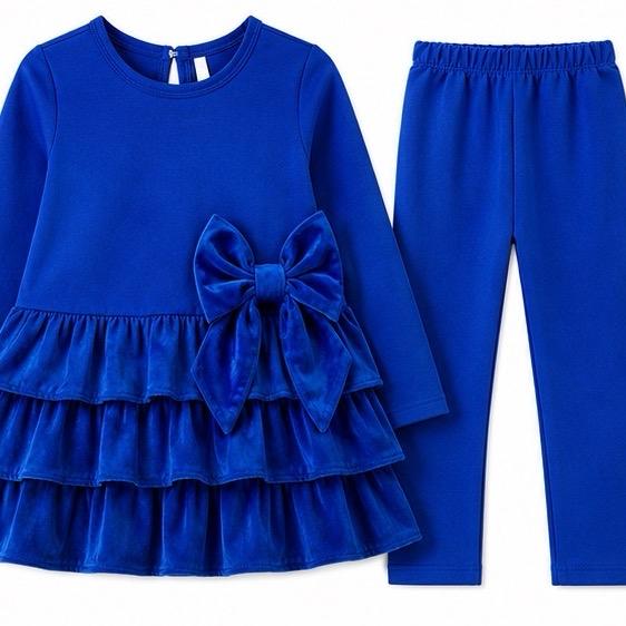 Ginger Ivy: WILLOW layered feature bow lounge leggings set for girls