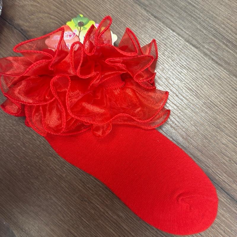 Ginger Ivy Organza Layer Ruffle School Socks in Black Red & Navy for Girls' Fashionable Footwear