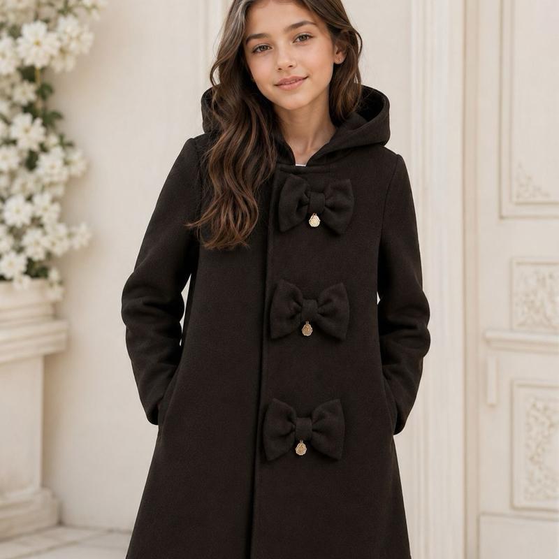 Ginger Ivy TRINITY Triple Bow Hooded Jacket for Kids 2-12 Years Lightweight Smart Layered Coat
