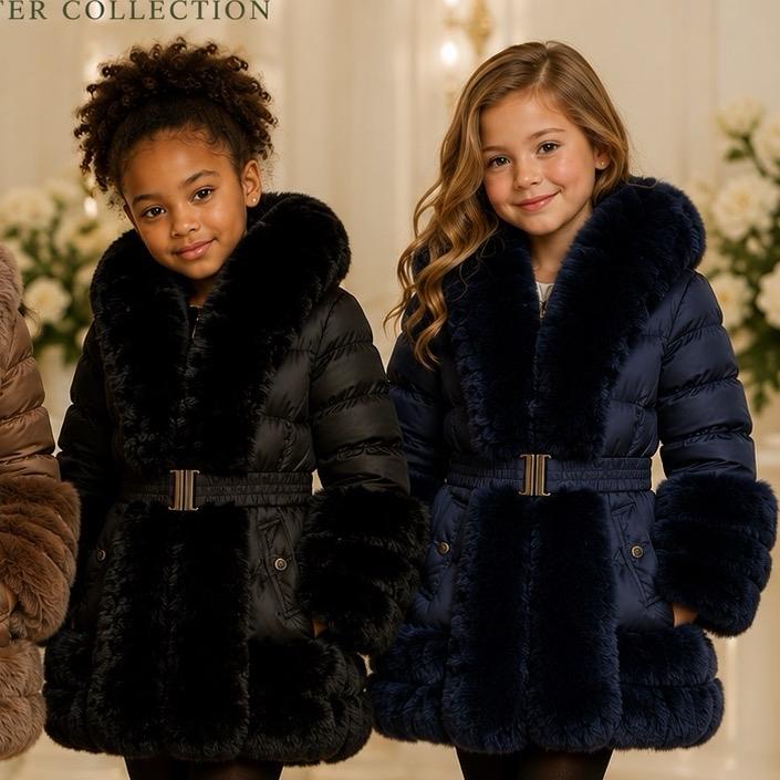 Ginger Ivy: Ultimate Faux Fur Padded Kids Coat - Stylish & Cozy Winter Wear with Pockets for Infants to Juniors - Six Color Options
