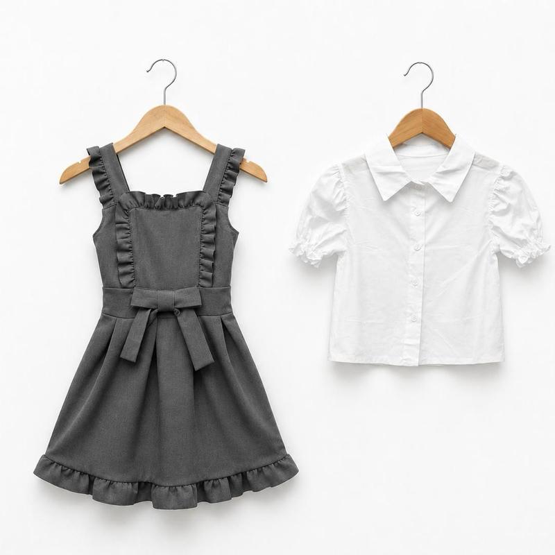 Ginger Ivy Academy Shirt and Pinafore Two Piece Set School Dress - Versatile & Practical for Everyday Wear and School Events