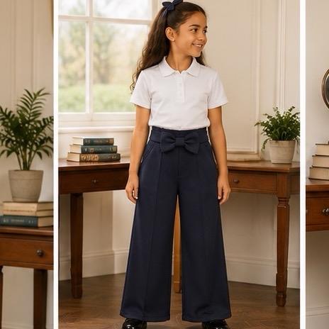 Ginger Ivy WARWICK Bow Wide Leg Trousers for Girls - Stylish and Comfortable School Uniform
