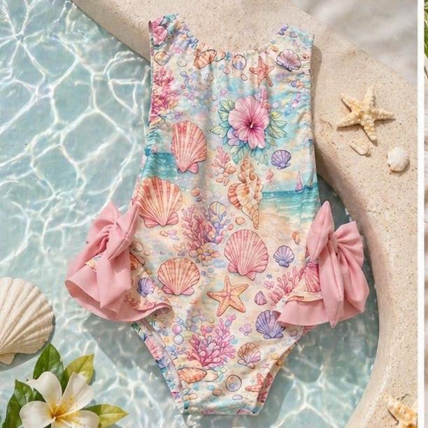 Ginger Ivy: SEASHELLS pastels image  swimsuit 2-12 years true to size