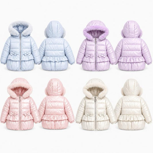 Ginger Ivy: CHERISH  infant baby Quilted Jacket with Hood in Pastel Colors - Soft & Cozy for Little Ones 12-36 Months