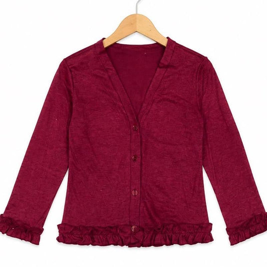 Ginger Ivy CHELSEA Cardigan with Ruffles Feature Trim and Cuff in Soft Cosy Fabric for School Uniform 2-12 Years