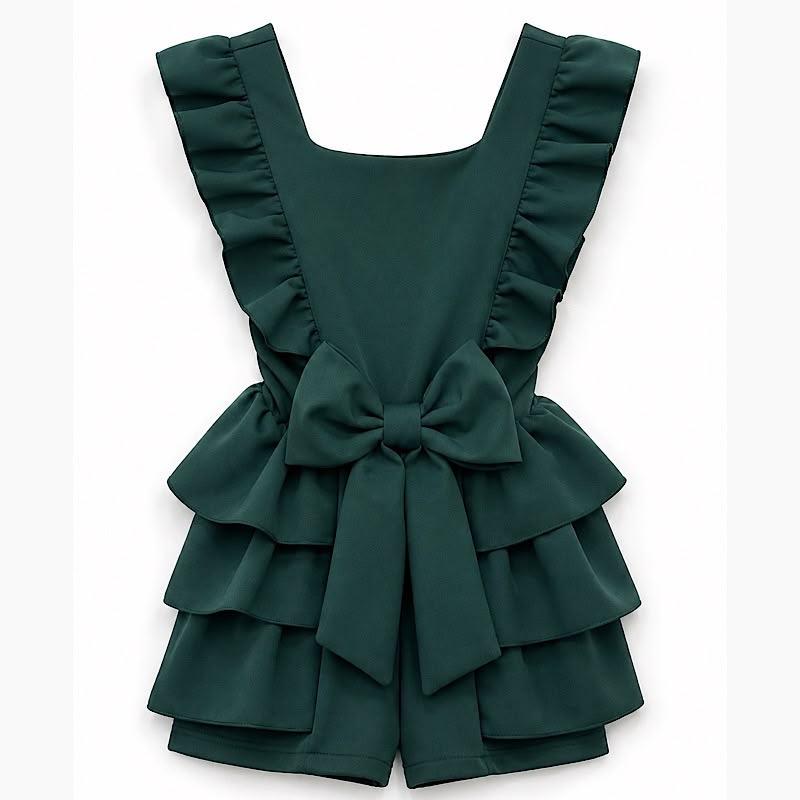 Ginger Ivy BROMLEY Bow Ruffle Playsuit One Piece for School Age 4-12 Girls' School Uniform