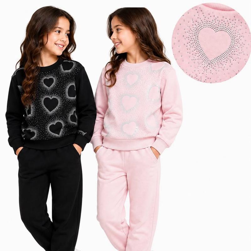 Ginger Ivy: Sparkle heart diamanté pattern cosy tracksuit
