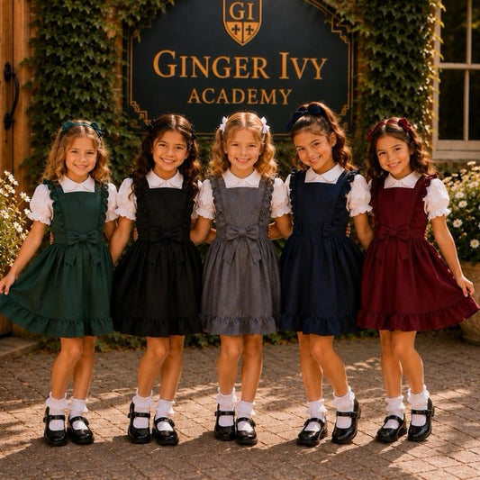 Ginger Ivy Academy Shirt and Pinafore Two Piece Set School Dress - Versatile & Practical for Everyday Wear and School Events