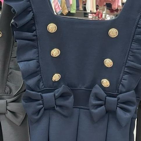 Ginger Ivy: COLCHESTER feature buttons and ruffle details pinafore dress age 4-12 years