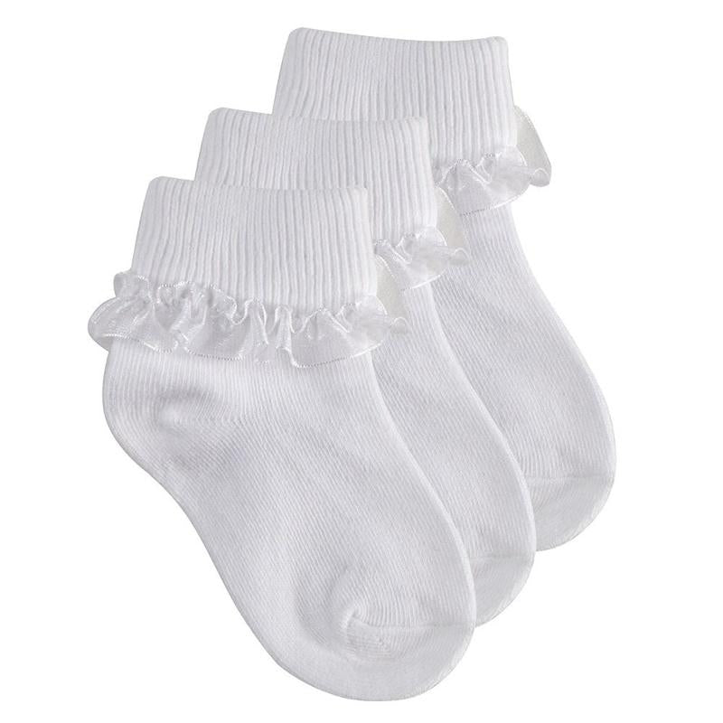 Ginger Ivy FRILLY Trim Fold Over Ankle Socks for Girls - Available in Black, Navy, Grey & White - Comfortable & Stylish school sock