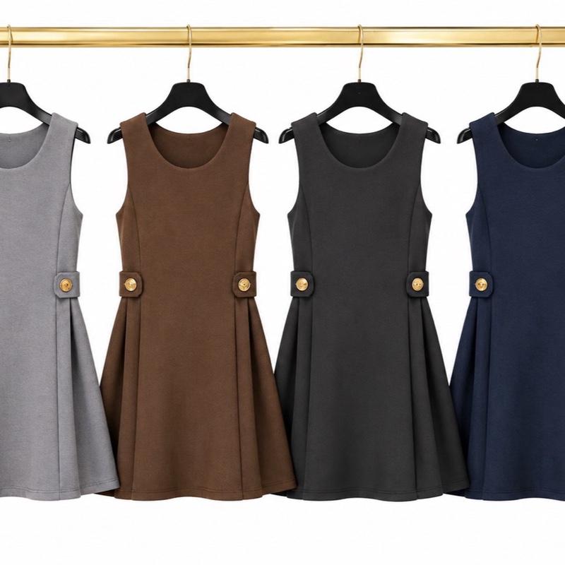 Ginger Ivy ASCOT Feature Side Button Classic Smart School Pinafore Dress for Girls