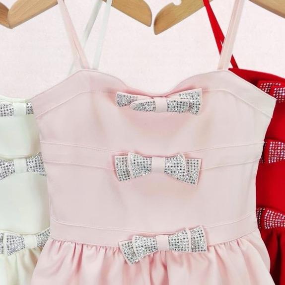 Ginger Ivy Little Glamour Dress with Diamonte Bows and Layered Ruffles for Girls' Special Occasions