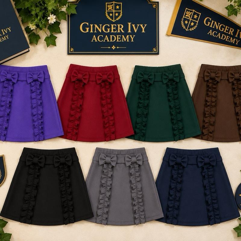 Ginger Ivy CAMBRIDGE SKORT with Ruffles and Bow - Looks Like a Skirt with Short Design for Girls