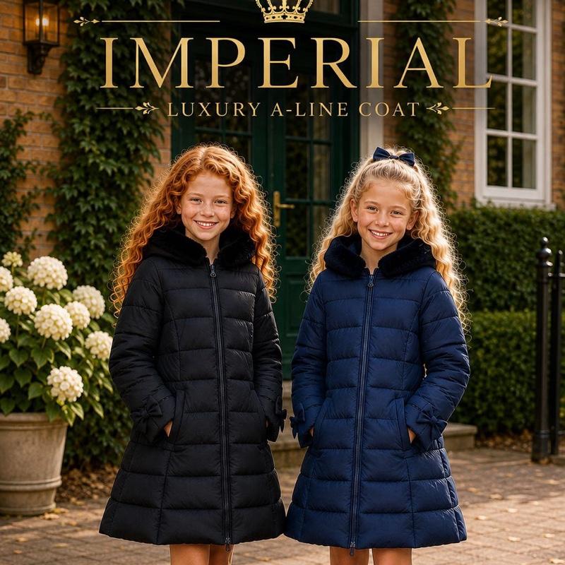 Ginger Ivy IMPERIAL A-Line Coat for Girls - Warm and Stylish Winter Outerwear in Navy and Black DH03