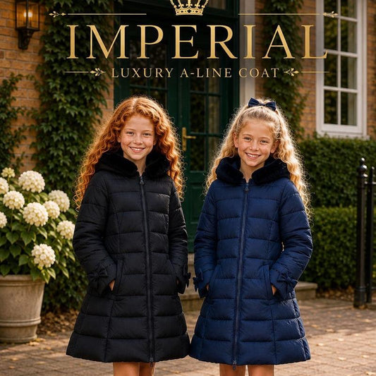 Ginger Ivy IMPERIAL A-Line Coat for Girls - Warm and Stylish Winter Outerwear in Navy and Black DH03